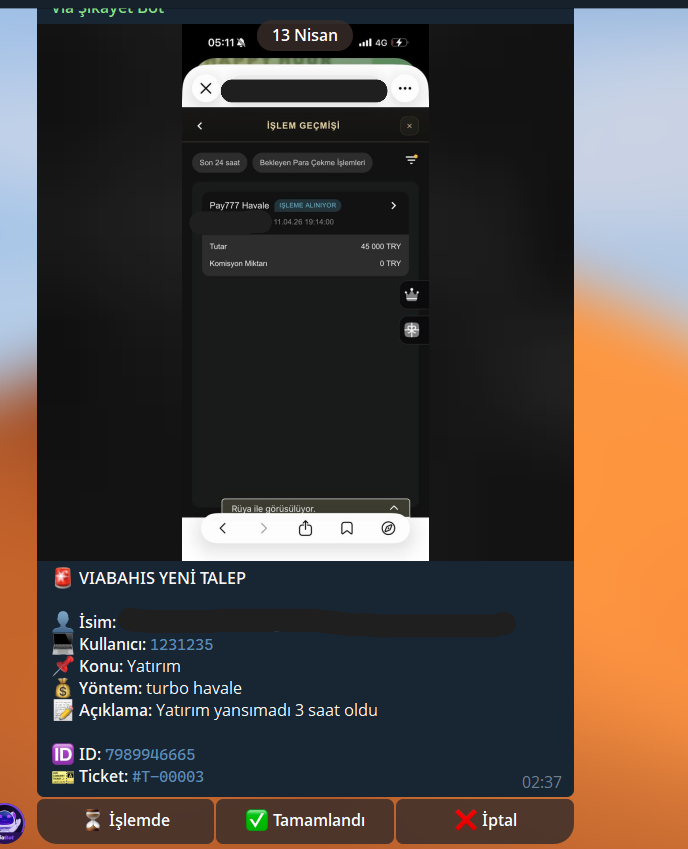 Şikayet & Destek Botu