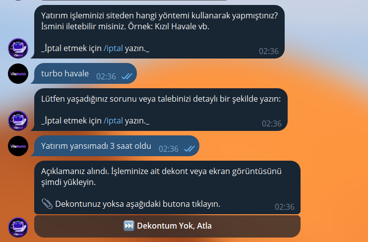 Şikayet & Destek Botu